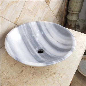 Eqvator White Marble Round Bahroom Basin Wash Sink