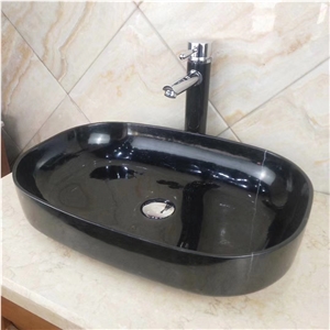 Nero Marquina Black Marble Bathroom Basin Sink