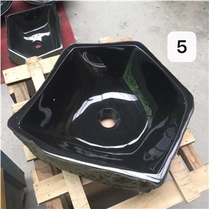 Raw Gemstone Black Basalt Irregular Basin Sink