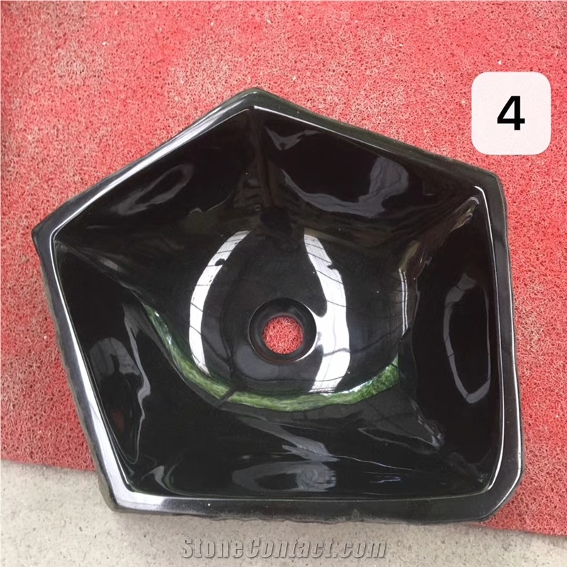 Raw Gemstone Black Basalt Irregular Basin Sink