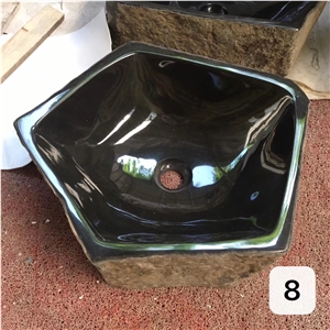 Raw Gemstone Black Basalt Irregular Basin Sink