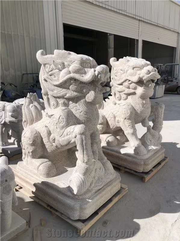 Yellow Granite Chinese Dragon Animal Sculptures