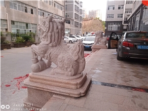 Yellow Granite Chinese Dragon Animal Sculptures