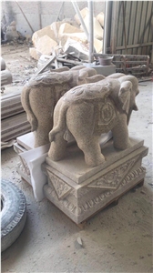 Granite Elephant Sculptures Hand Carved Carvings
