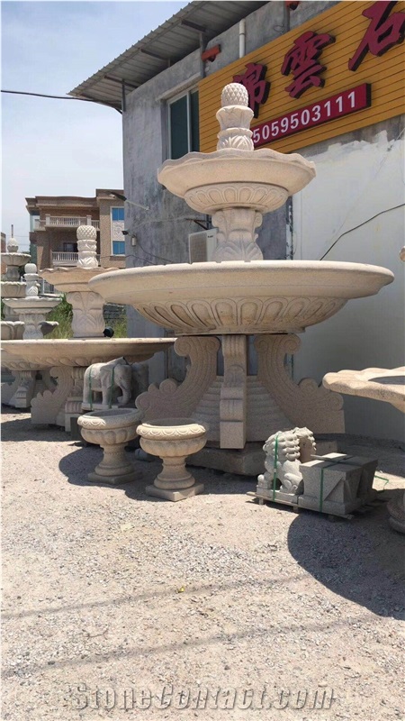 Luxury Villa Granite Fountain Landscape Design
