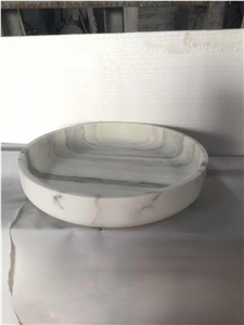 Carrara White/Honed Marble Fruit Bowl for Home