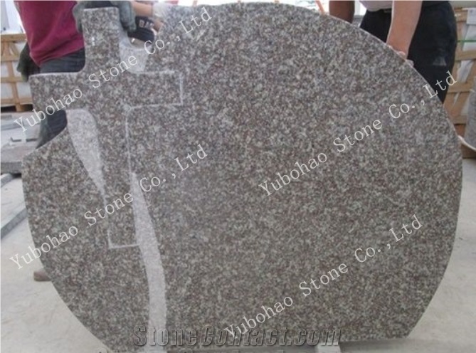 G664 Carved Single Granite Tombstone with Plant
