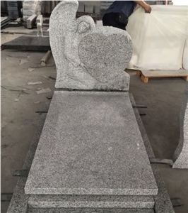 New G623/Carved Angle Granite Tombstone