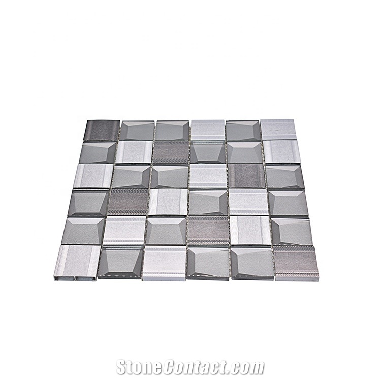 Aluminum Mixed Beveled Glass Mosaic Tile