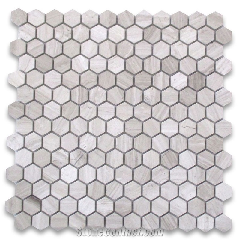 Athens Silver Cream Marble 1 Inch Hexagon Mosaic
