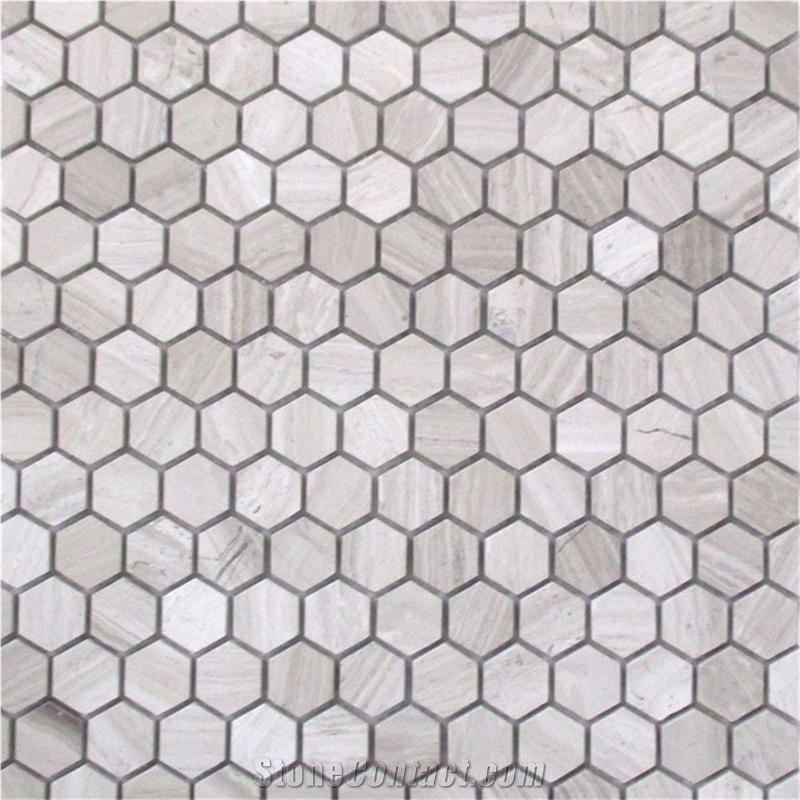 Athens Silver Cream Marble 1 Inch Hexagon Mosaic