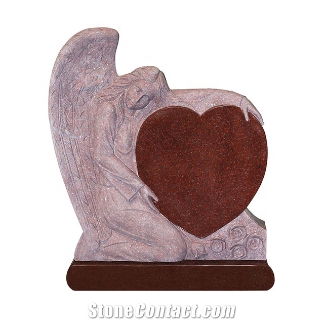 Beige Granite Heart Shape Gravestone Headstone