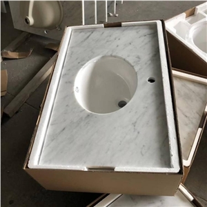 Bianco Carrra White Marble Sink Vanity Top