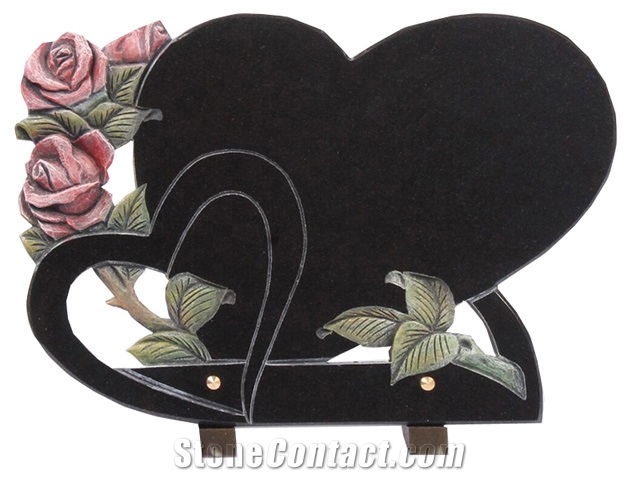Black Granite Carving Heart and Flower Monuments