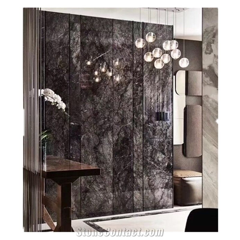 Brazil Elegant Agate Black Marble Interior Design