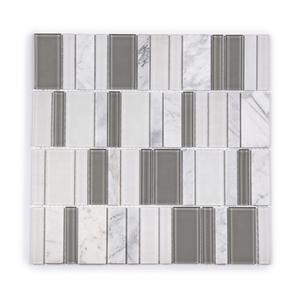 Carrara White Honed Glass Marble Mosaic