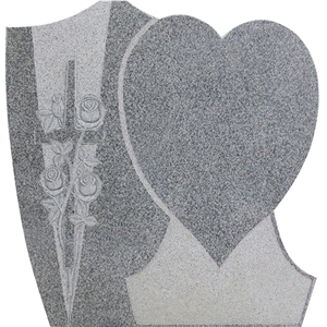 Chinese Gray Granite Heart with Cross Tombstones