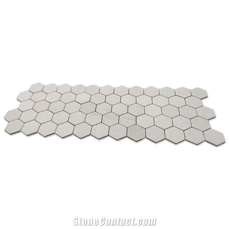 Crema Marfil Marble 3" Hexagon Mosaic Tile Tumbled