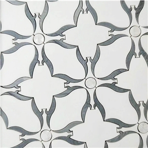 Customized Water Jet Flower Mosaic Marble