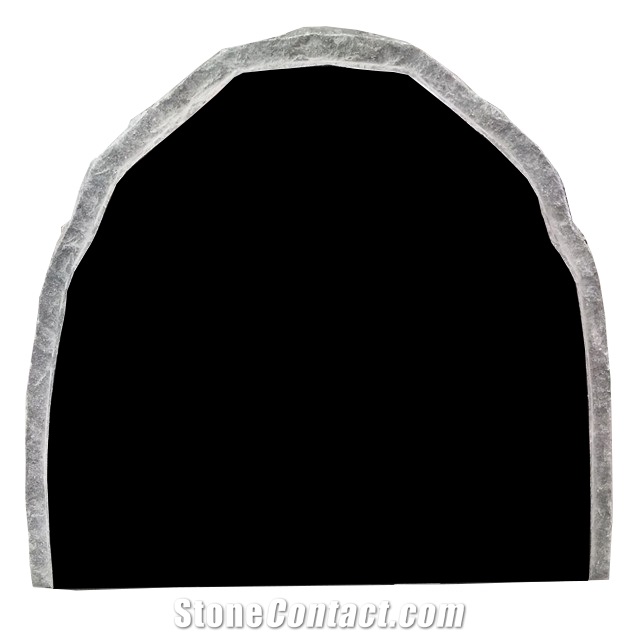 Door Shaped Black Granite Tombstone Headstone