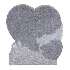 Double Heart Shape China Grey Granite Headstone