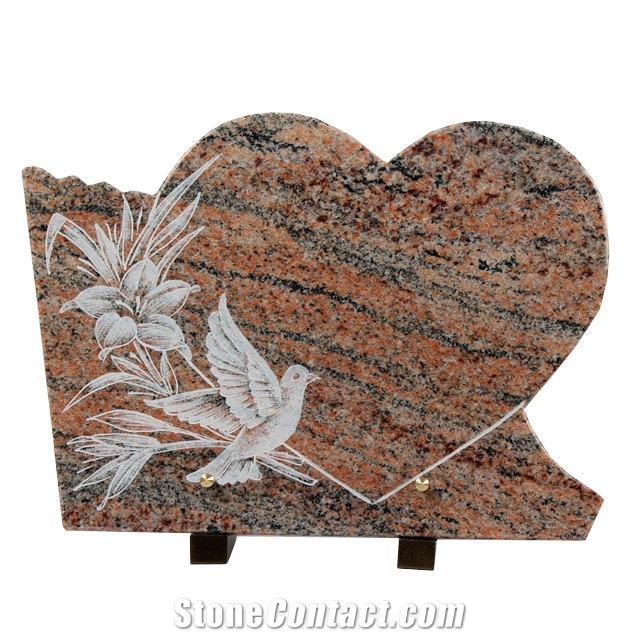 French Style Red Symphony Granite Headstones