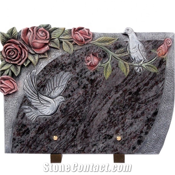 Granite for Handcarved Flower with Dove Tombstone