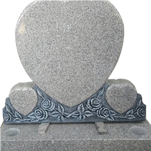 Grey Granite Monument with Three Heart