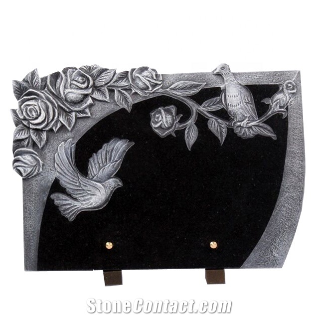 Handcarved Flower Granite Plaques for Tombstone
