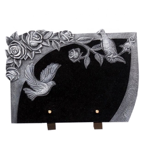 Handcarved Flower Granite Plaques for Tombstone