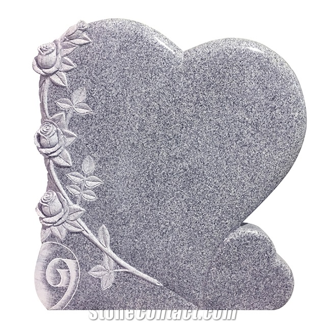 Heart and Dove Shape China Red Granite Headstone