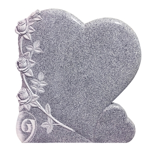 Heart and Flower Shape Grey Granite Headstone