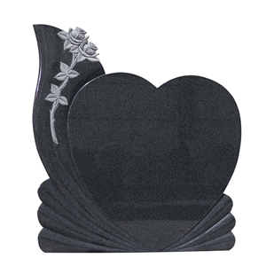 Heart Shape China Black Granite Headstone