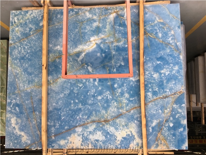 Highly Polished Bolivia Blue Onyx Marble Slabs
