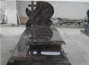 Indian Aurora Granite Tombstone with Cross