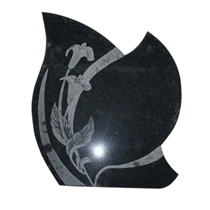 Indian Black Granite Headstone Carving Flower