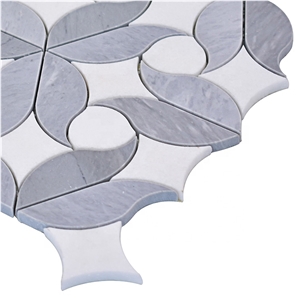 Italy Grey and Thassos Flower Waterjet Mosaic
