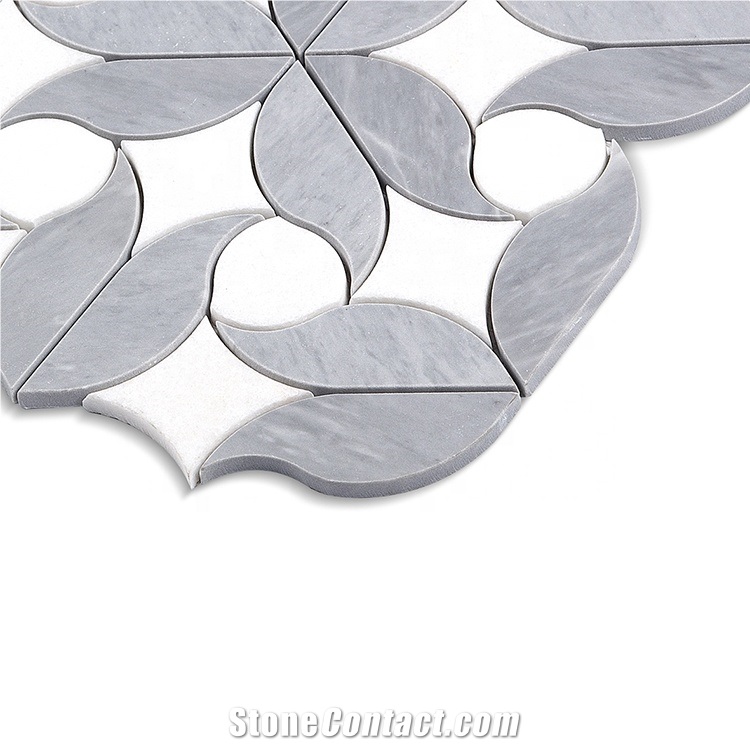 Italy Grey and Thassos Flower Waterjet Mosaic