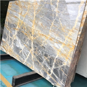 Luxury Blue Marble Stone with Gold Veins