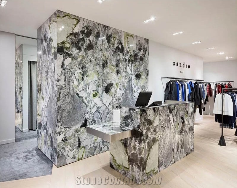 Luxury Ice Jade Green Marble Bartop Interior Decor
