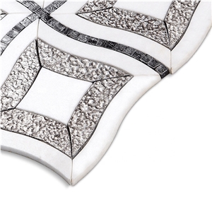 Mix Thassos Waterjet Tile Marble Mosaic for Wall
