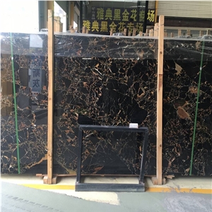 Natural Black Golden Flower Portoro Marble Slabs
