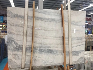 North Pearl White Mable Slab Wide Grey Veins