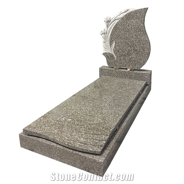 Polished Indian Black Granite Cemetery Tombstone