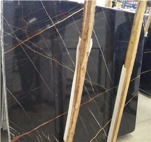 Polished Indian Black Marquina Marble Pattern