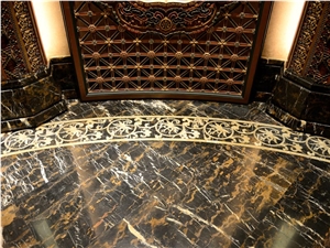 Portoro Gold Black Marble Floor Wall Decoration