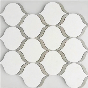 Pure White Water Jet Mosaic Marble