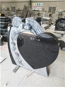 Shanxi Black Granite Angel Heart Tombstones