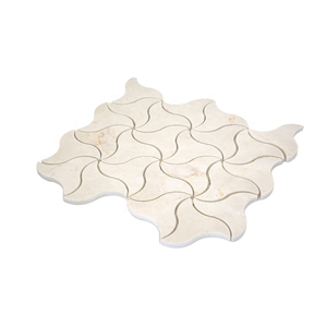 Spanish Cream Waterjet Irregular Mosaic Tiles