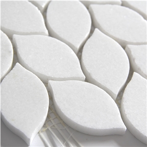 Thassos White Polished Leaf Shape Mosaic Tiles